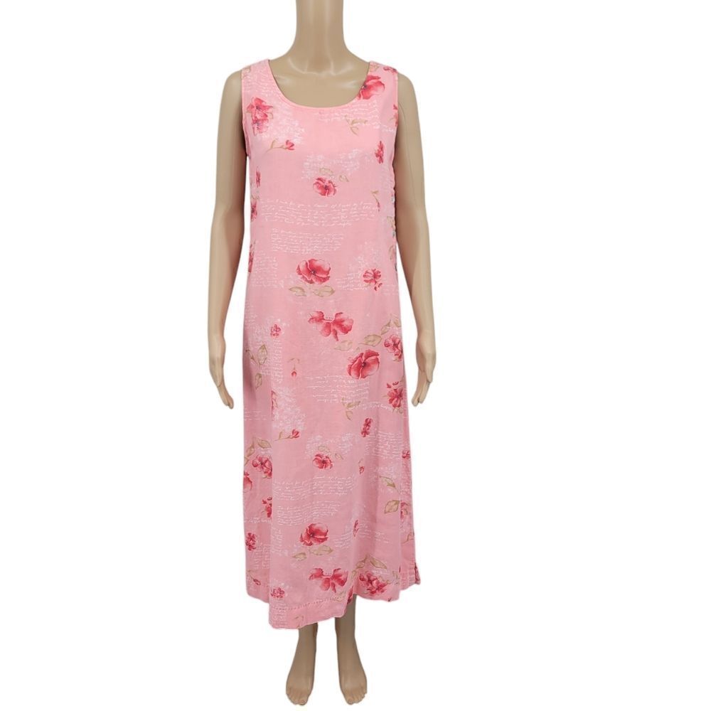 John Paul Richard Linen Dress Pink Floral Vintage Y2K Oversized Women's Small
